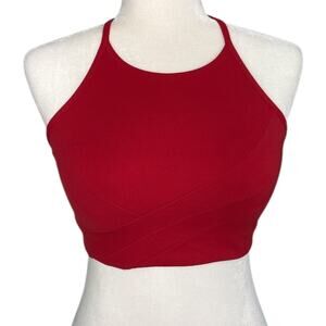 Lululemon Women's Flow Y Wrap-Front High-Neck Bra Red Size 10 Light Support Nulu